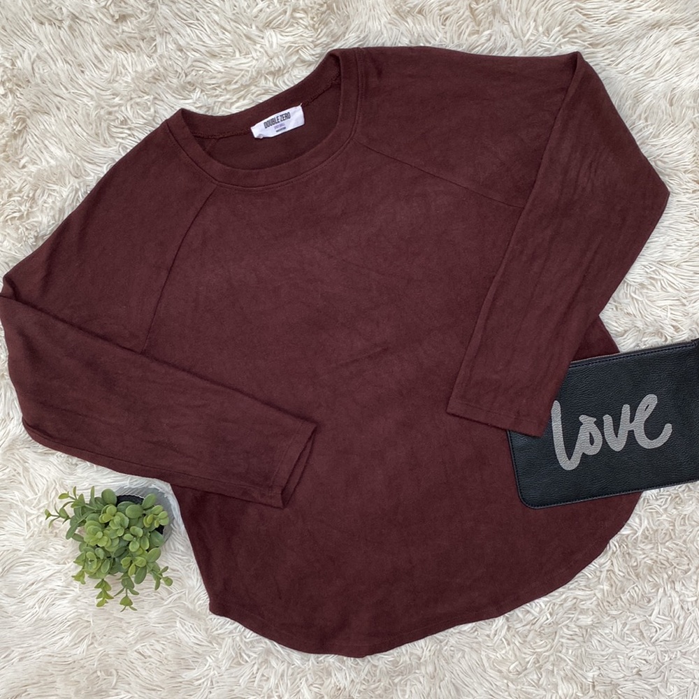 Double Zero LS Hacci Top 💗 Burgundy